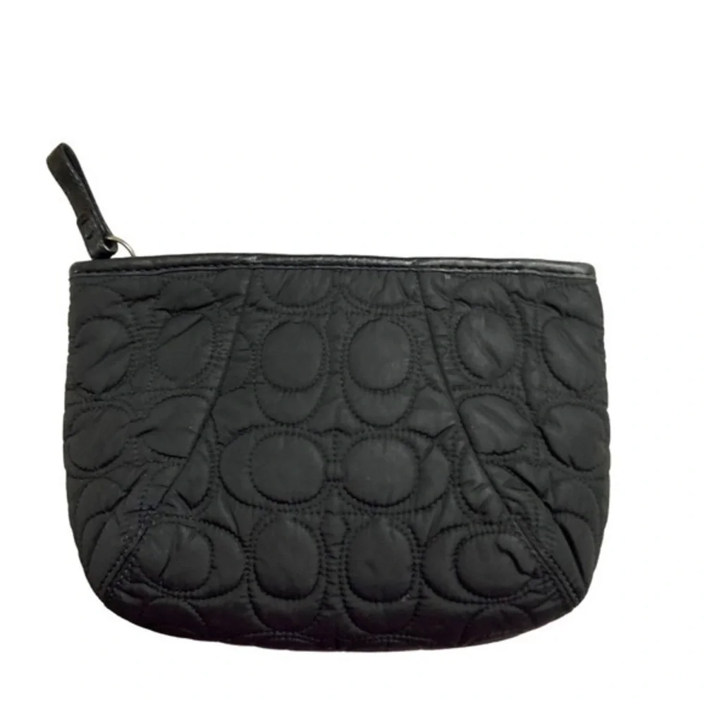 Coach black nylon stitched c cosmetic bag